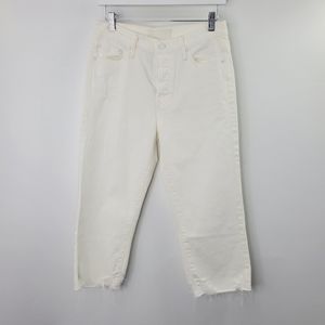 MOTHER SUPERIOR The Almost Saint Almost Innocent White Crop Jeans Distressed